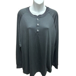 LuLaRoe Womens Mark Henley Shirt Size 2XL Black New NWT Long Sleeve Top